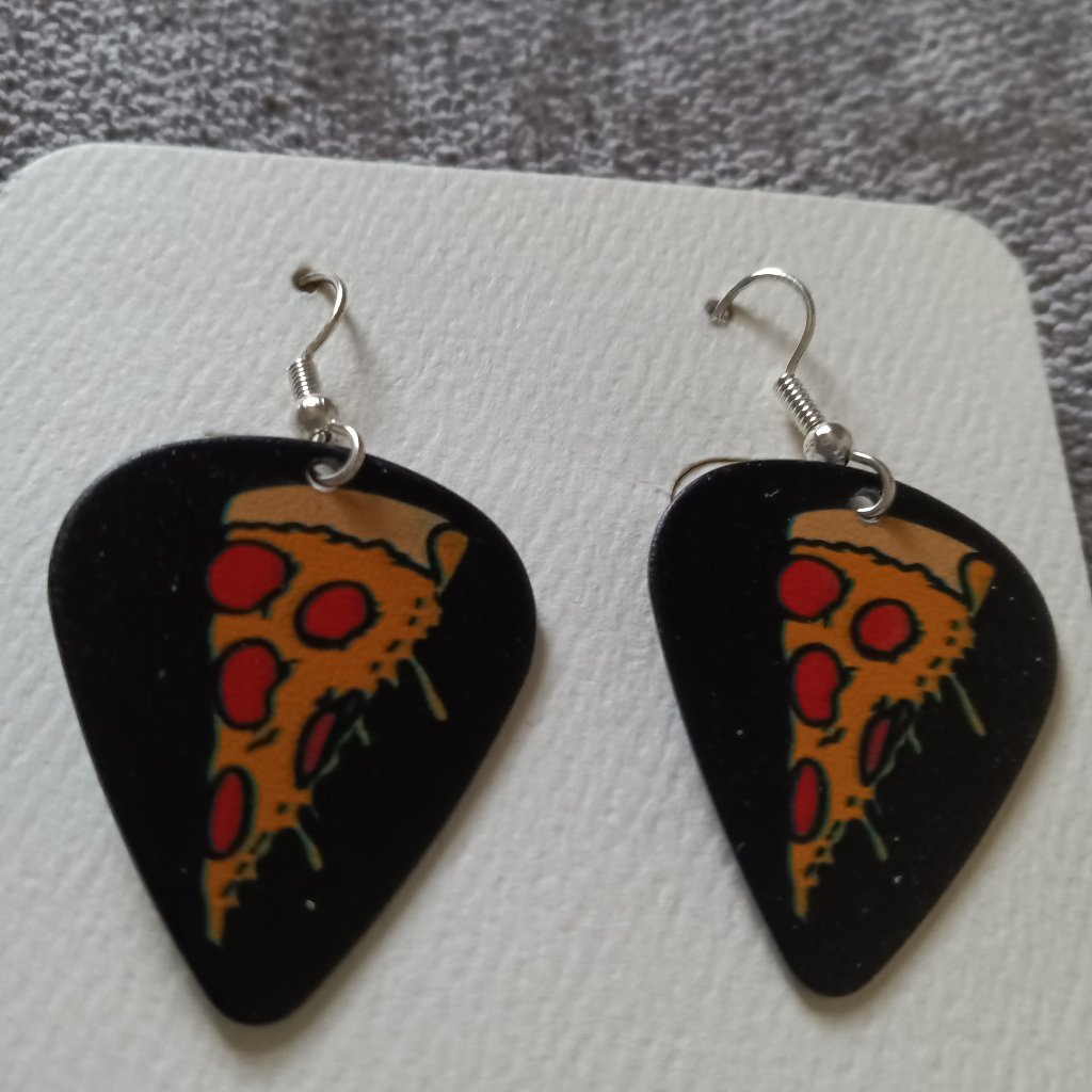 Pizza Slices Guitar Pick Earrings